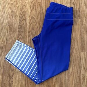 Athleta Vibrant Blue Leggings with Striped Accent